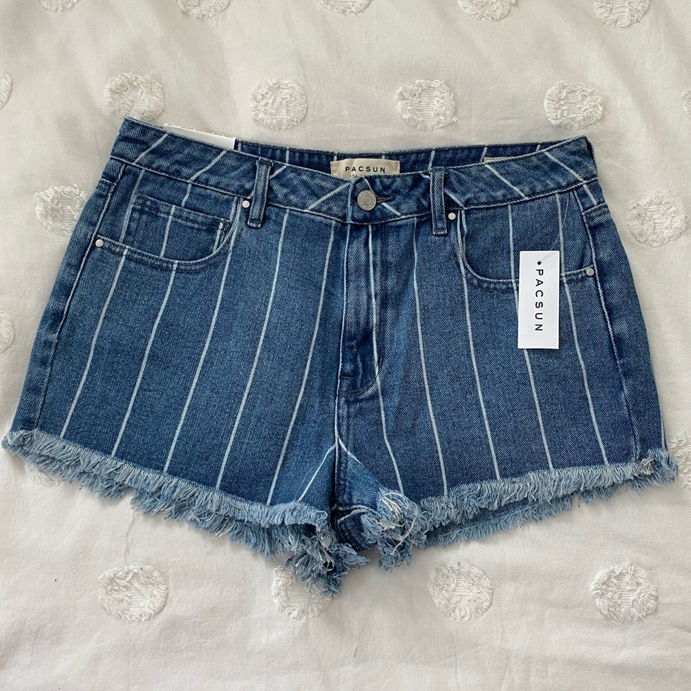 PacSun Striped Jean Shorts